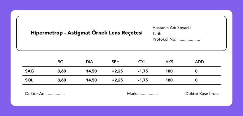 Astigmat Lens Reçetesi