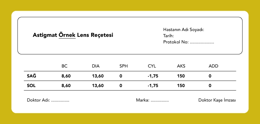 Astigmat Lens Reçetesi