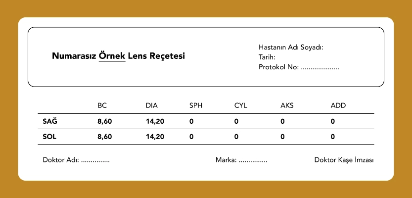 Numarasız Lens Reçetesi